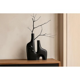 Vase Home ESPRIT Black Aluminium Abstract Modern 30 x 5 x 40 cm