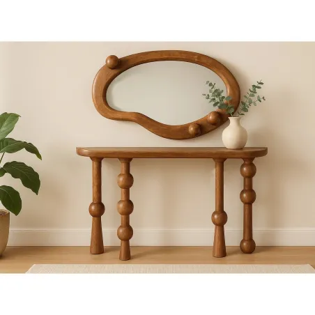 Wall mirror Home ESPRIT Brown Natural Balls Urban 73,5 X 11 X 48 CM