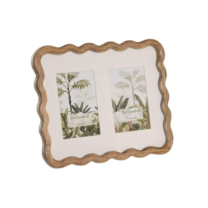 Photo frame Home ESPRIT White Brown Natural Crystal Mango wood Urban