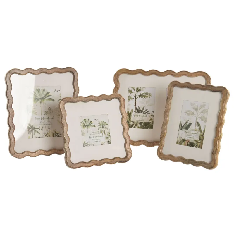 Photo frame Home ESPRIT White Brown Natural Crystal Mango wood Urban