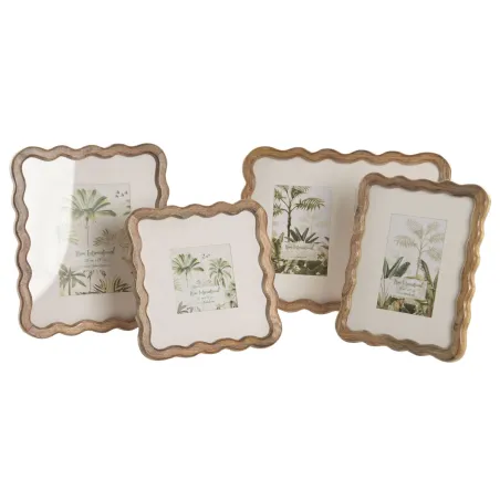Photo frame Home ESPRIT White Brown Natural Crystal Mango wood Urban
