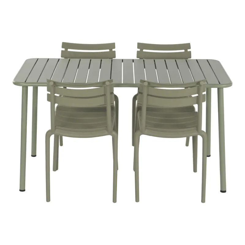 Table set with 4 chairs Home ESPRIT Green 140 x 70 x 75 cm