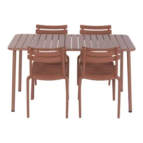 Table set with 4 chairs Home ESPRIT Terracotta 140 x 70 x 75 cm
