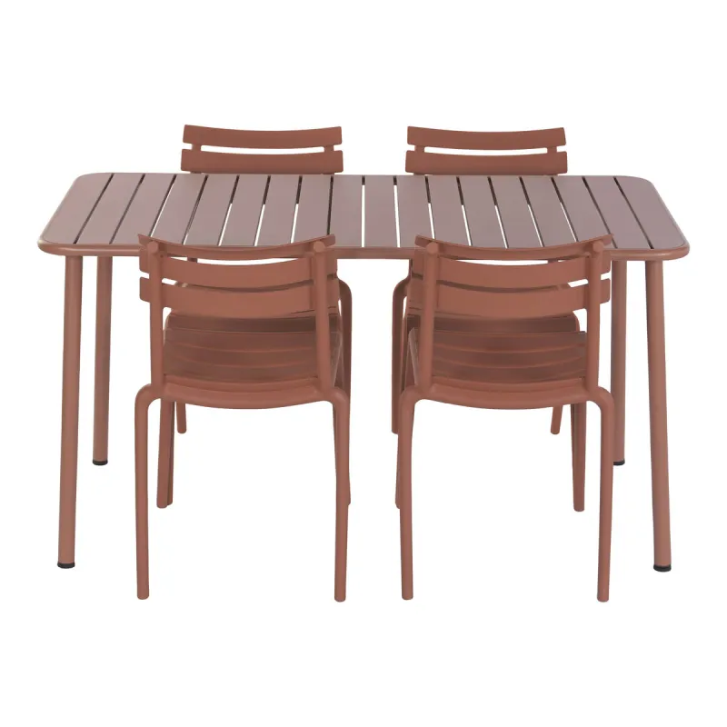 Table set with 4 chairs Home ESPRIT Terracotta 140 x 70 x 75 cm