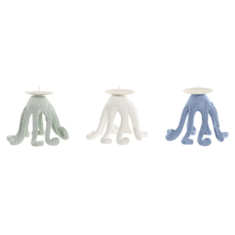 Candleholder Home ESPRIT Blue White Resin (3 Units)
