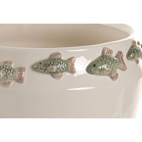 Vase Home ESPRIT Green Cream Ceramic Mediterranean 25 X 25 X 25,5 CM
