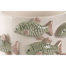 Planter Home ESPRIT White Green Ceramic Mediterranean 18,5 x 18,5 x 14 cm