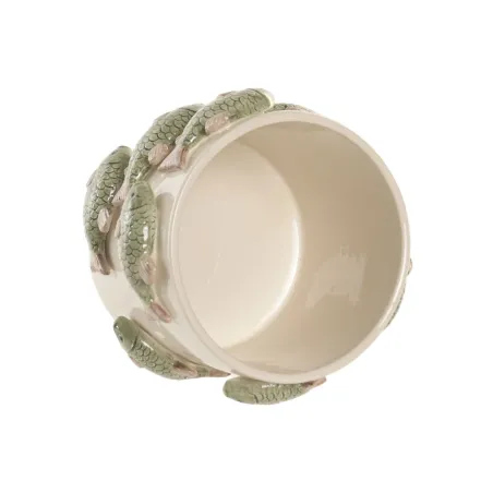 Planter Home ESPRIT White Green Ceramic Mediterranean 18,5 x 18,5 x 14 cm