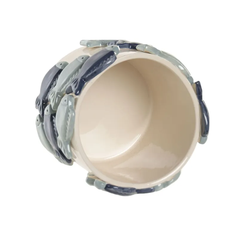 Planter Home ESPRIT Blue White Ceramic 18 x 18 x 16 cm