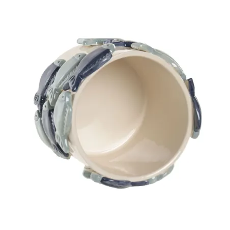 Planter Home ESPRIT Blue White Ceramic 18 x 18 x 16 cm