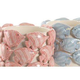 Planter Home ESPRIT Blue Coral Ceramic Mediterranean 18 x 18 x 15 cm (2 Units)
