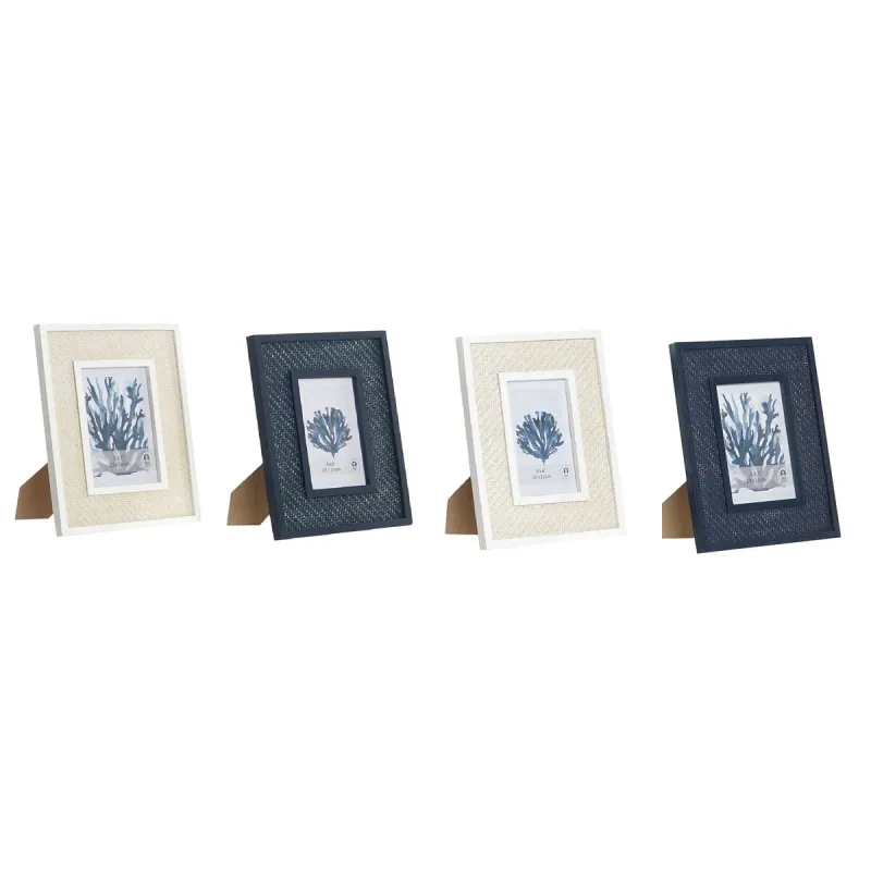 Photo frame Home ESPRIT White Navy Blue MDF Wood Sailor Navy (4 Units)