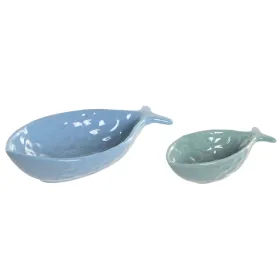 Centerpiece Home ESPRIT Blue Turquoise Stoneware 24 x 13 x 5,5 cm (2 Units)