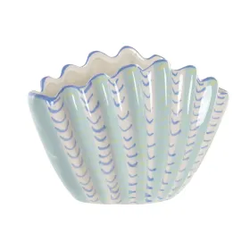 Vase Home ESPRIT Sky blue Stoneware Shell Mediterranean 22 X 11,3 X 15 CM