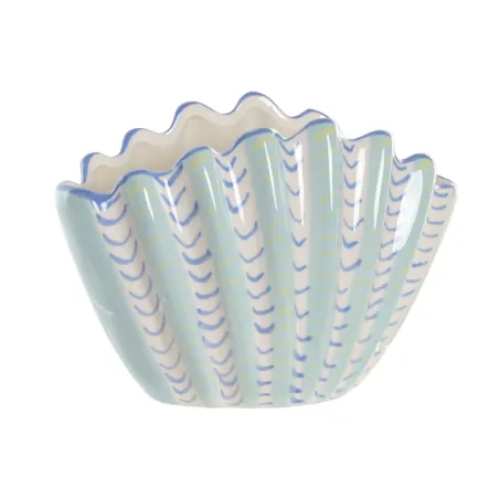 Vase Home ESPRIT Sky blue Stoneware Shell Mediterranean 22 X 11,3 X 15 CM