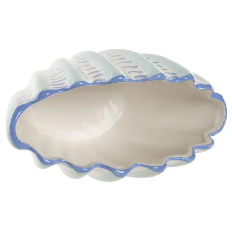 Vase Home ESPRIT Sky blue Stoneware Shell Mediterranean 22 X 11,3 X 15 CM