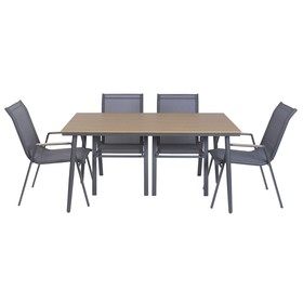 Table set with 6 chairs Home ESPRIT Brown Dark grey 150 X 90 X 73 CM