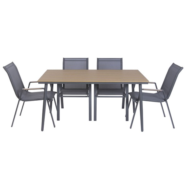 Table set with 6 chairs Home ESPRIT Brown Dark grey 150 X 90 X 73 CM