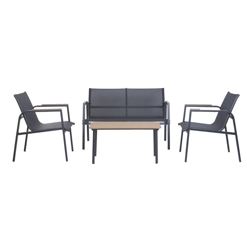 Garden sofa Home ESPRIT Black Dark grey 119 X 70 X 64 CM