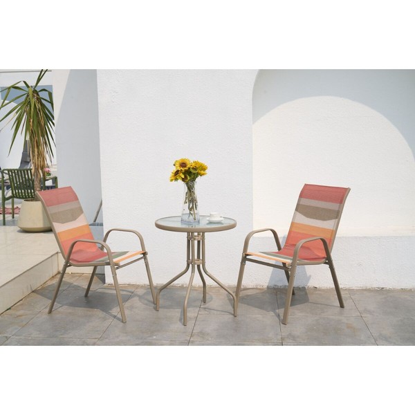 Table set with 2 chairs Home ESPRIT Green Multicolour 60 x 60 x 70 cm