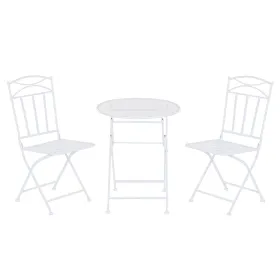 Table set with 2 chairs Home ESPRIT White 60 x 60 x 70 cm