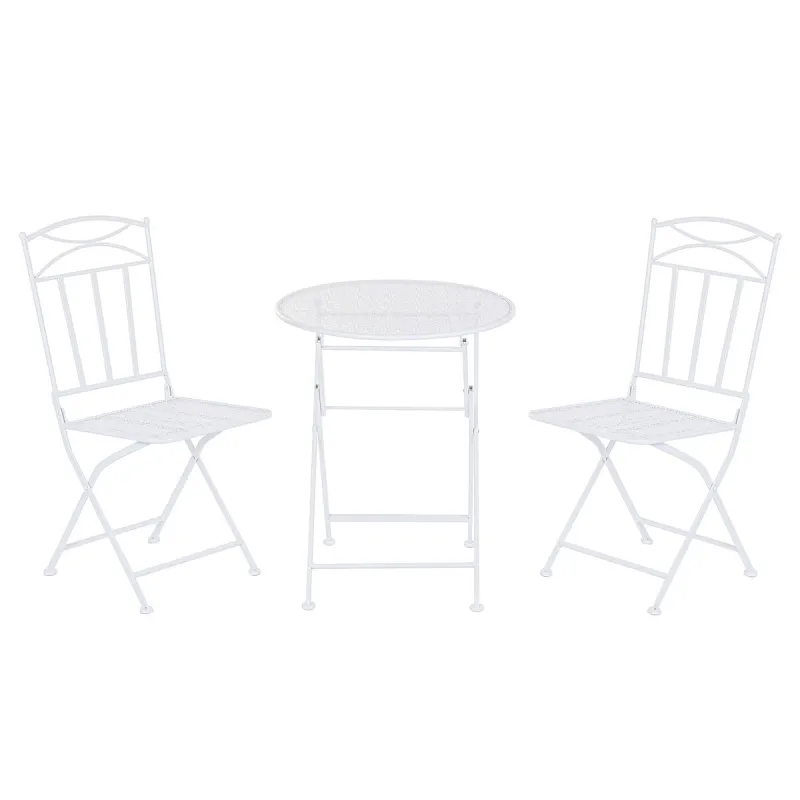 Table set with 2 chairs Home ESPRIT White 60 x 60 x 70 cm
