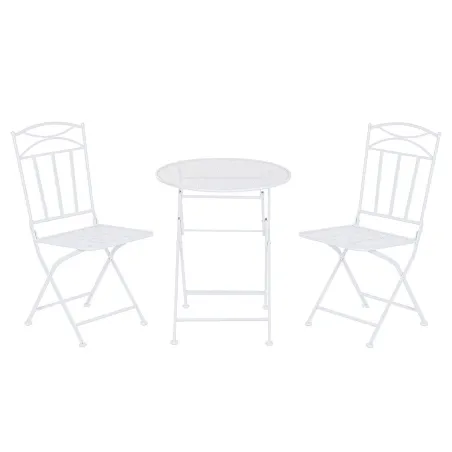 Table set with 2 chairs Home ESPRIT White 60 x 60 x 70 cm