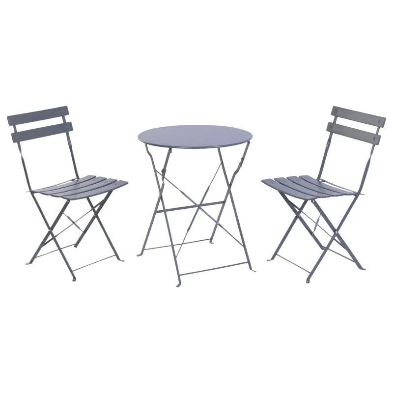 Table set with 2 chairs Home ESPRIT Grey 60 x 60 x 71 cm