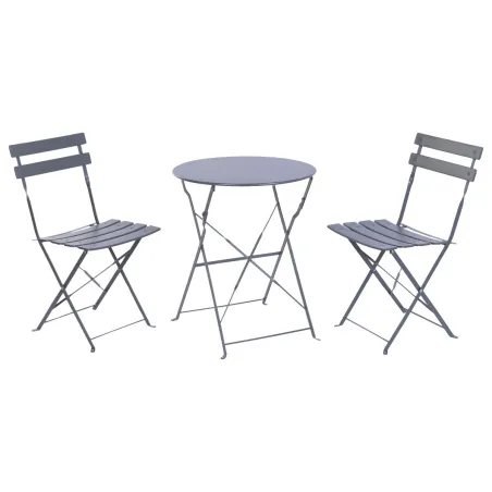 Table set with 2 chairs Home ESPRIT Grey 60 x 60 x 71 cm