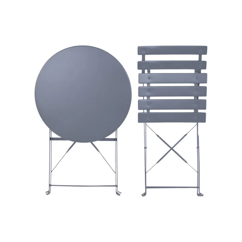 Table set with 2 chairs Home ESPRIT Grey 60 x 60 x 71 cm