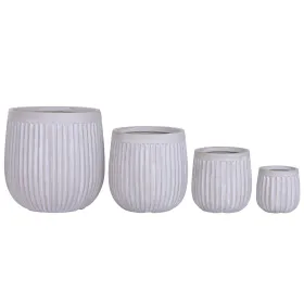 Set of Planters Home ESPRIT Brown Grey Fibre Magnesium 50 x 50 x 54 cm (4 Units)