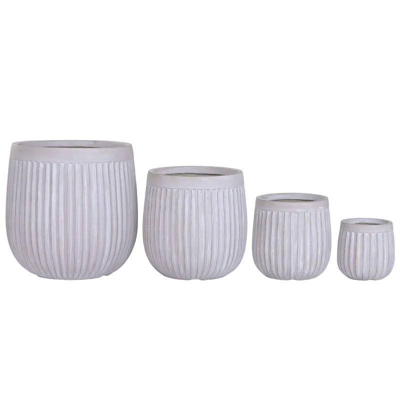 Set of Planters Home ESPRIT Brown Grey Fibre Magnesium 50 x 50 x 54 cm (4 Units)