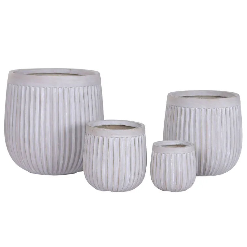 Set of Planters Home ESPRIT Brown Grey Fibre Magnesium 50 x 50 x 54 cm (4 Units)