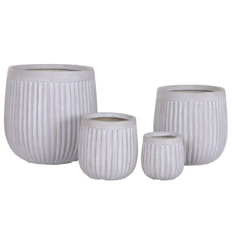 Set of Planters Home ESPRIT Brown Grey Fibre Magnesium 50 x 50 x 54 cm (4 Units)