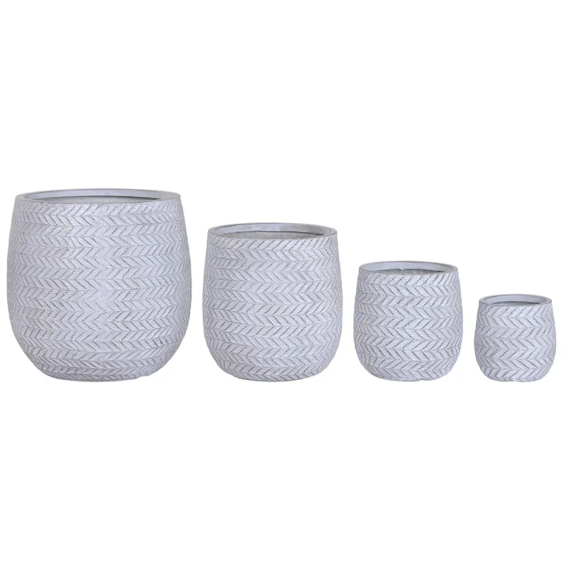 Set of Planters Home ESPRIT Brown Grey Fibre Magnesium 50 x 50 x 54 cm (4 Units)