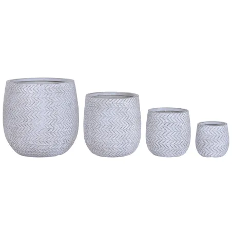 Set of Planters Home ESPRIT Brown Grey Fibre Magnesium 50 x 50 x 54 cm (4 Units)