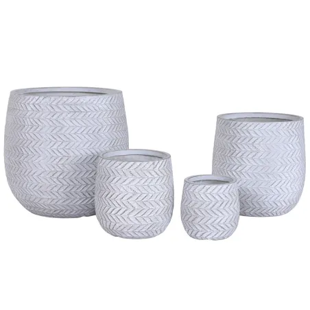 Set of Planters Home ESPRIT Brown Grey Fibre Magnesium 50 x 50 x 54 cm (4 Units)