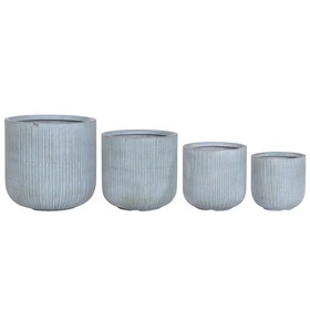 Set of Planters Home ESPRIT Turquoise Fibre Magnesium 44 x 44 x 43 cm (4 Units)