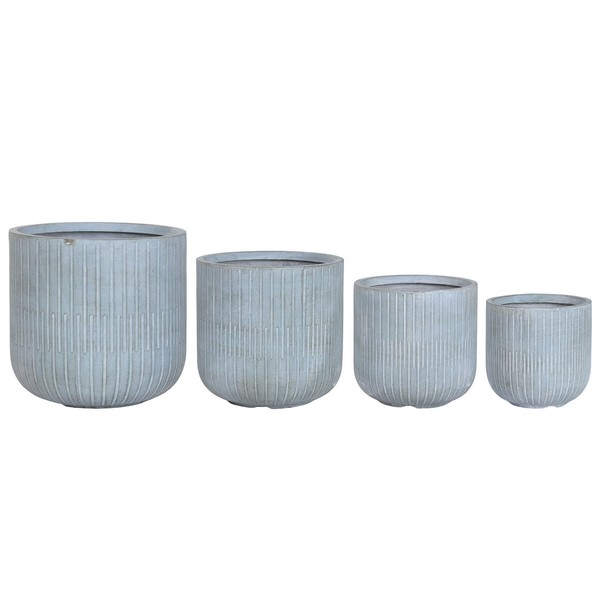 Set of Planters Home ESPRIT Turquoise Fibre Magnesium 44 x 44 x 43 cm (4 Units)