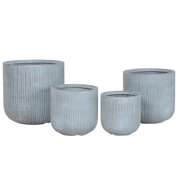 Set of Planters Home ESPRIT Turquoise Fibre Magnesium 44 x 44 x 43 cm (4 Units)