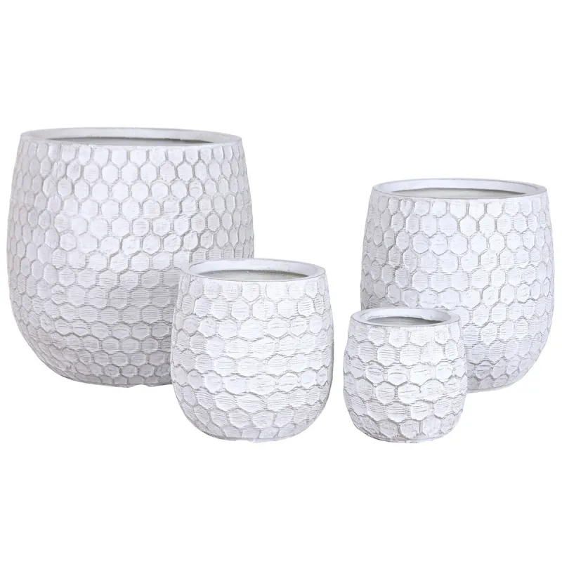 Set of Planters Home ESPRIT Grey Fibre Magnesium 50 x 50 x 54 cm (4 Units)