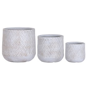 Set of Planters Home ESPRIT Brown Grey Fibre Magnesium 51 x 51 x 51 cm (3 Pieces)