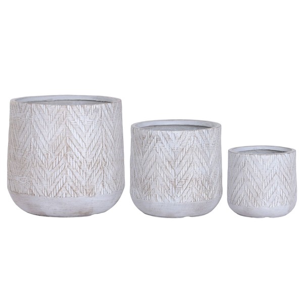 Set of Planters Home ESPRIT Brown Grey Fibre Magnesium 51 x 51 x 51 cm (3 Pieces)