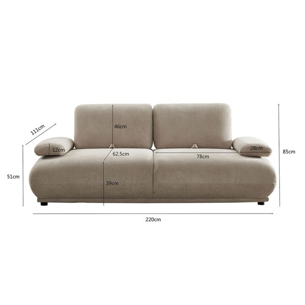 Sofa Home ESPRIT Beige Urban 220 x 111 x 85 cm
