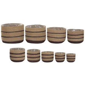 Set of Planters Home ESPRIT Natural Dark brown Natural Fibre 35 x 35 x 29 cm