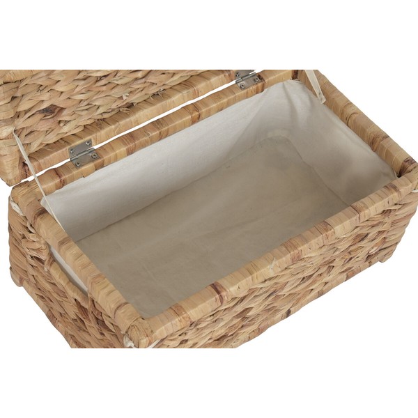 Laundry basket Home ESPRIT White Natural Wood Water hyacinth Tropical 60 X 38 X 30 CM (2 Units)