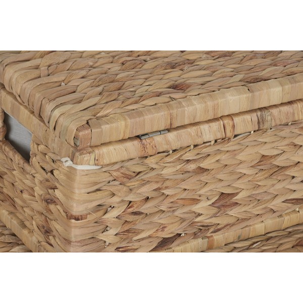 Laundry basket Home ESPRIT White Natural Wood Water hyacinth Tropical 60 X 38 X 30 CM (2 Units)