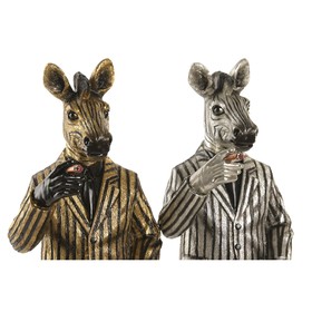 Decorative Figure Home ESPRIT Golden Silver Zebra Loft (2 Units)
