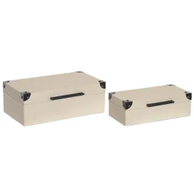 Jewelry box Home ESPRIT Black Beige Wood 34 x 20 x 12 cm (2 Units)