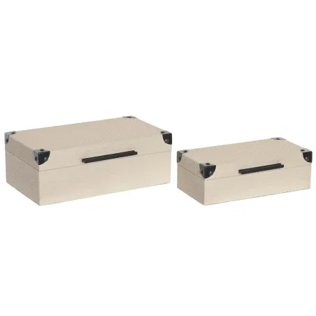 Jewelry box Home ESPRIT Black Beige Wood 34 x 20 x 12 cm (2 Units)